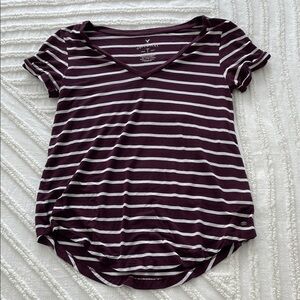 American Eagle Outfitters Striped V-Neck Tee